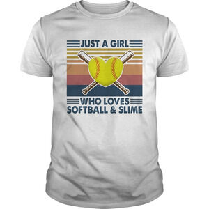 Just A Girl Who Loves Softball And Slime Vintage Shirt